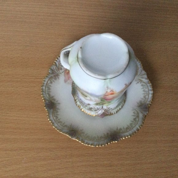 vintage antique tea cup and saucer paper thin porcelain eggshell floral - Picture 6 of 6